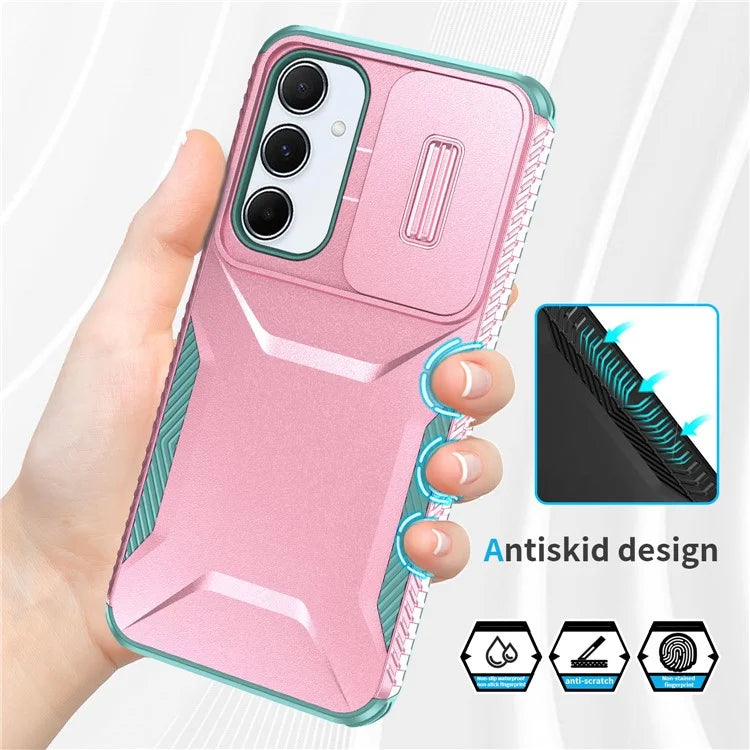 For Samsung Galaxy A55 5G Shockproof Case PC+TPU Phone Shell with Sliding Camera Cover