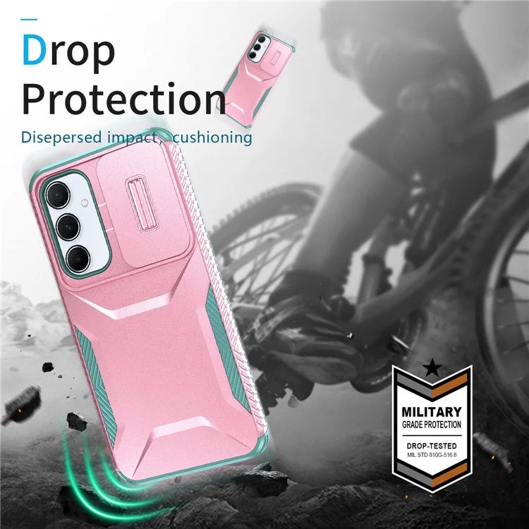 For Samsung Galaxy A55 5G Shockproof Case PC+TPU Phone Shell with Sliding Camera Cover