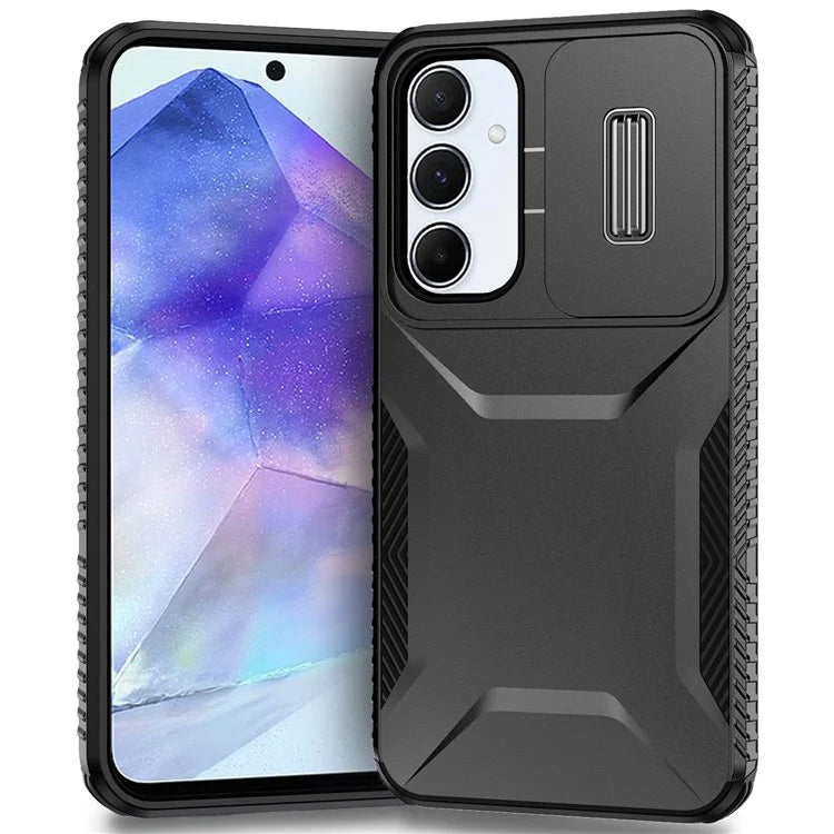 For Samsung Galaxy A55 5G Shockproof Case PC+TPU Phone Shell with Sliding Camera Cover
