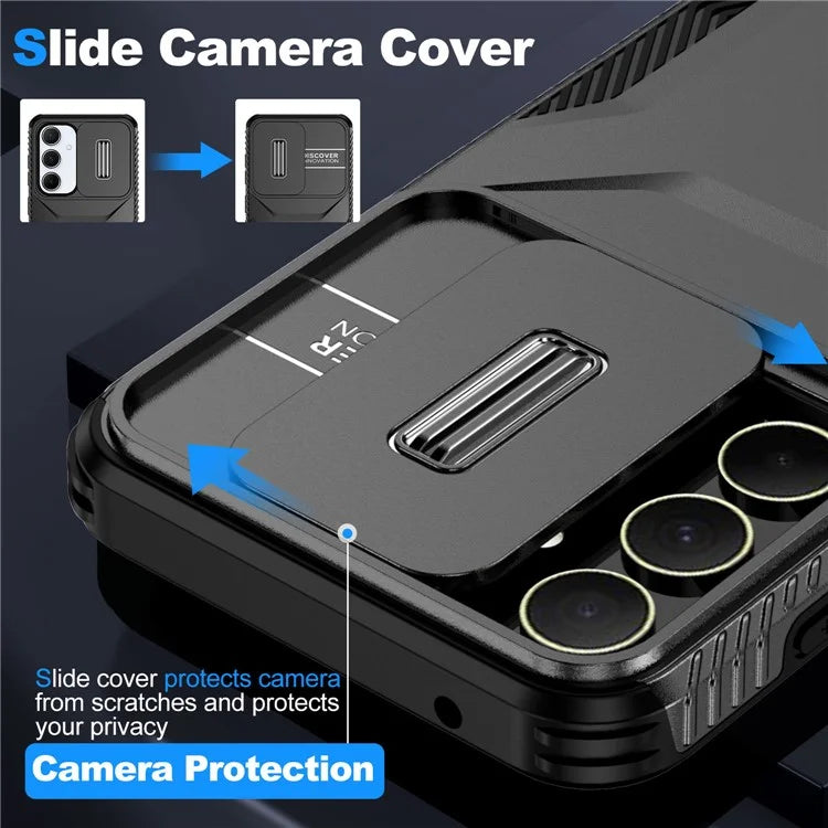 For Samsung Galaxy A55 5G Shockproof Case PC+TPU Phone Shell with Sliding Camera Cover