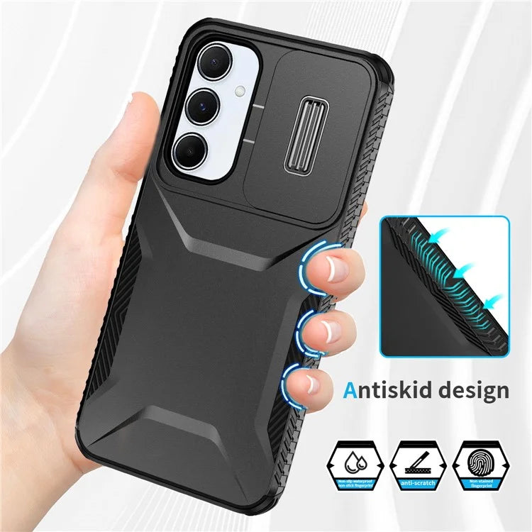 For Samsung Galaxy A55 5G Shockproof Case PC+TPU Phone Shell with Sliding Camera Cover
