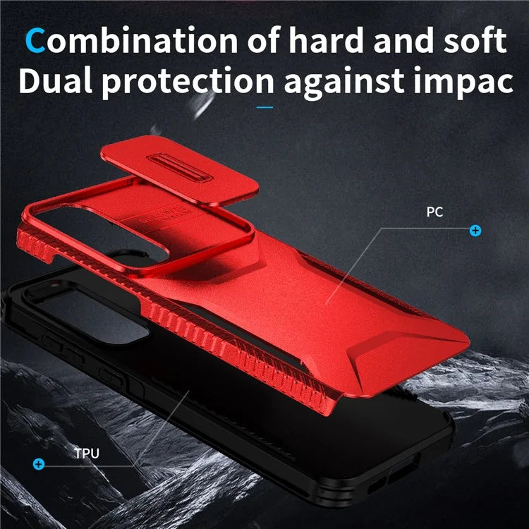 For Samsung Galaxy A55 5G Shockproof Case PC+TPU Phone Shell with Sliding Camera Cover