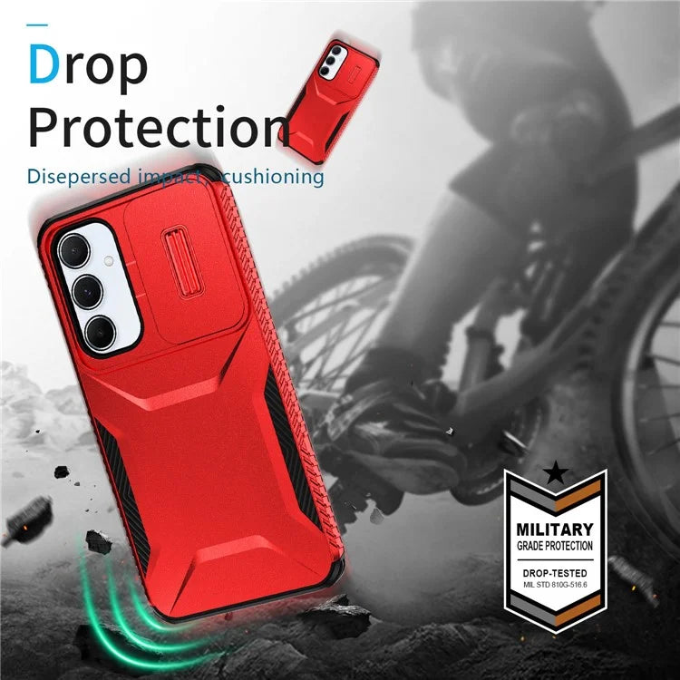 For Samsung Galaxy A55 5G Shockproof Case PC+TPU Phone Shell with Sliding Camera Cover