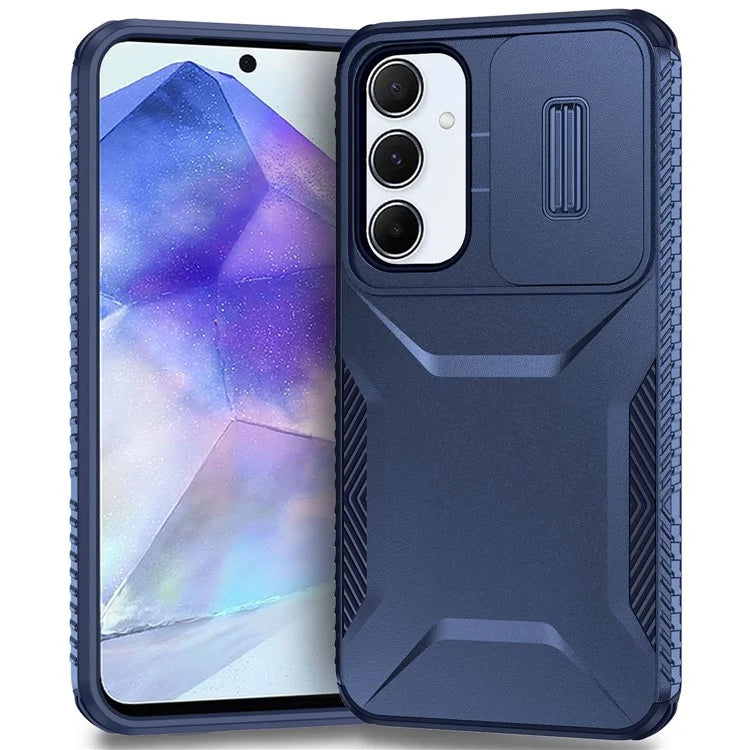 For Samsung Galaxy A55 5G Shockproof Case PC+TPU Phone Shell with Sliding Camera Cover