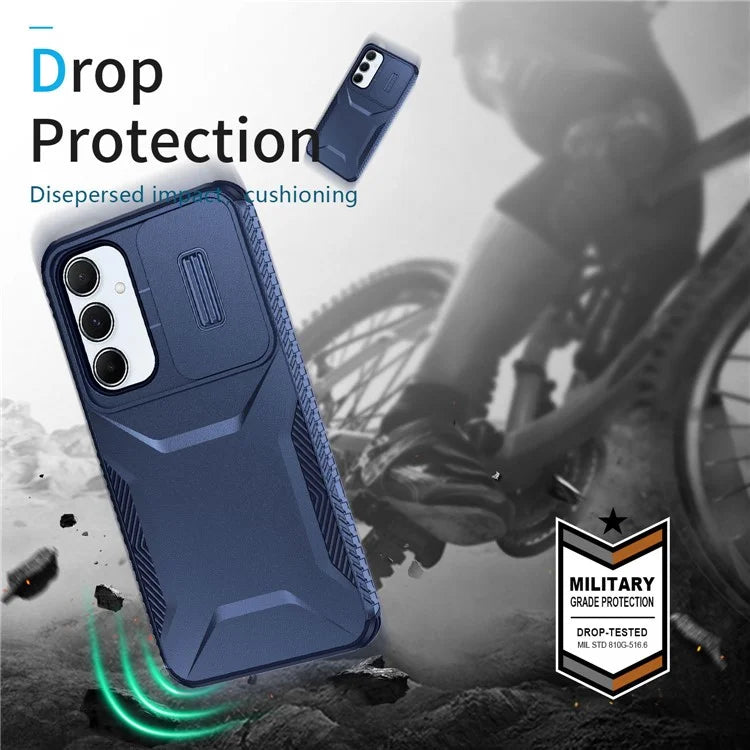 For Samsung Galaxy A55 5G Shockproof Case PC+TPU Phone Shell with Sliding Camera Cover
