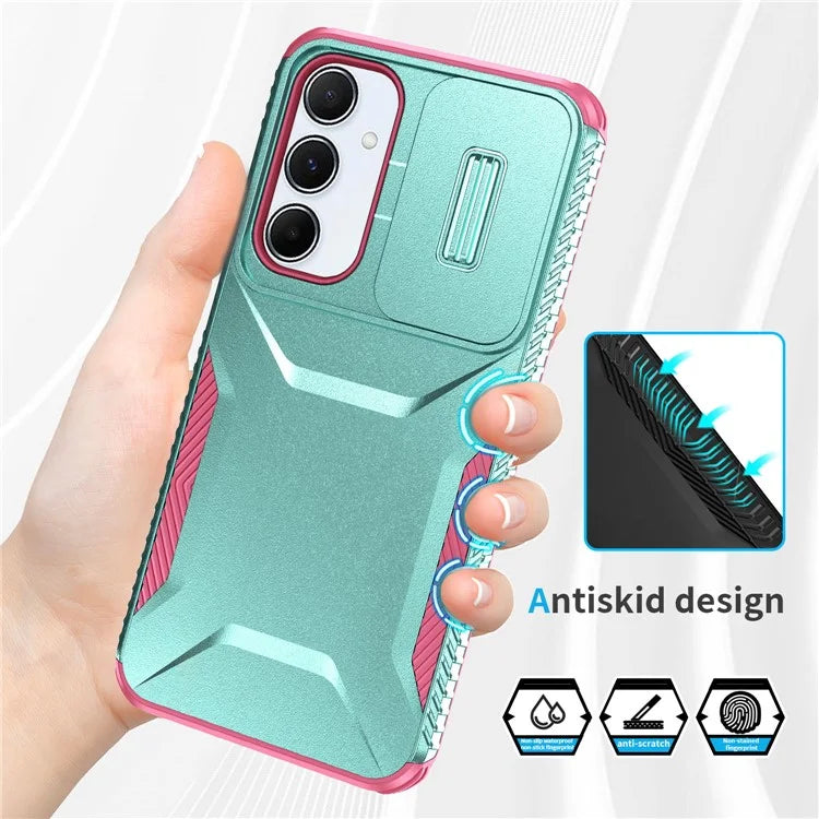 For Samsung Galaxy A55 5G Shockproof Case PC+TPU Phone Shell with Sliding Camera Cover