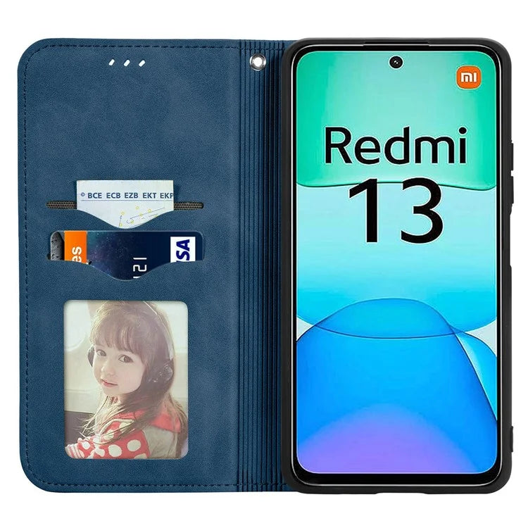 For Xiaomi Redmi 13 5G / 4G Case Hidden Magnetic Leather Folding Stand Phone Cover
