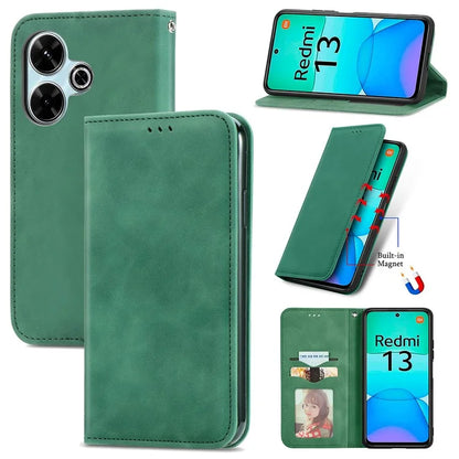 For Xiaomi Redmi 13 5G / 4G Case Hidden Magnetic Leather Folding Stand Phone Cover