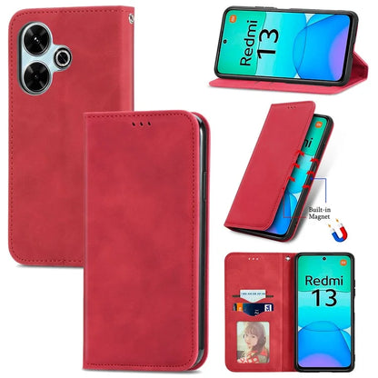 For Xiaomi Redmi 13 5G / 4G Case Hidden Magnetic Leather Folding Stand Phone Cover