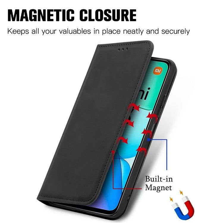 For Xiaomi Redmi 13 5G / 4G Case Hidden Magnetic Leather Folding Stand Phone Cover