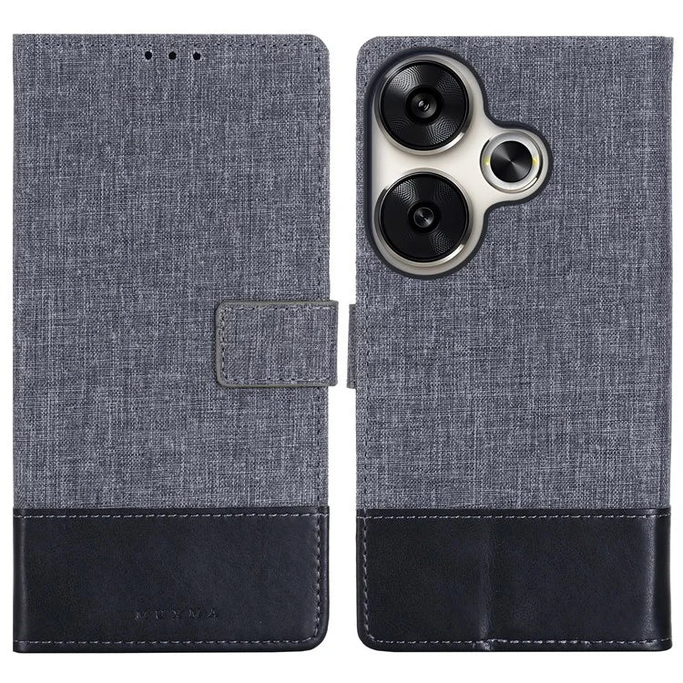 MUXMA MX102 For Xiaomi Poco F6 5G / Redmi Turbo 3 5G Case Canvas Leather Flip Wallet Phone Cover