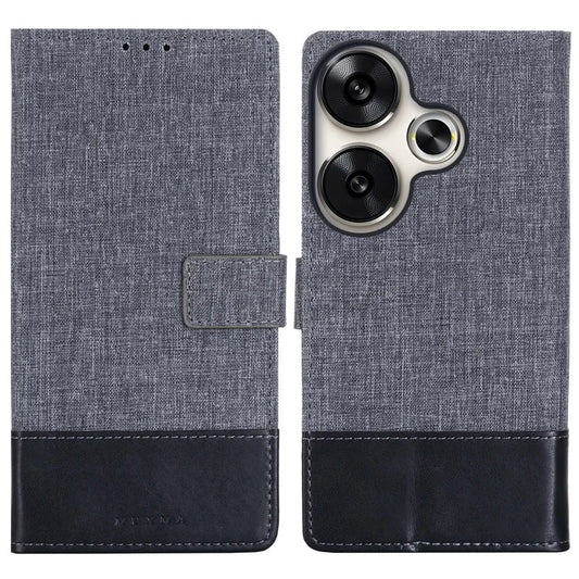 MUXMA MX102 For Xiaomi Poco F6 5G / Redmi Turbo 3 5G Case Canvas Leather Flip Wallet Phone Cover