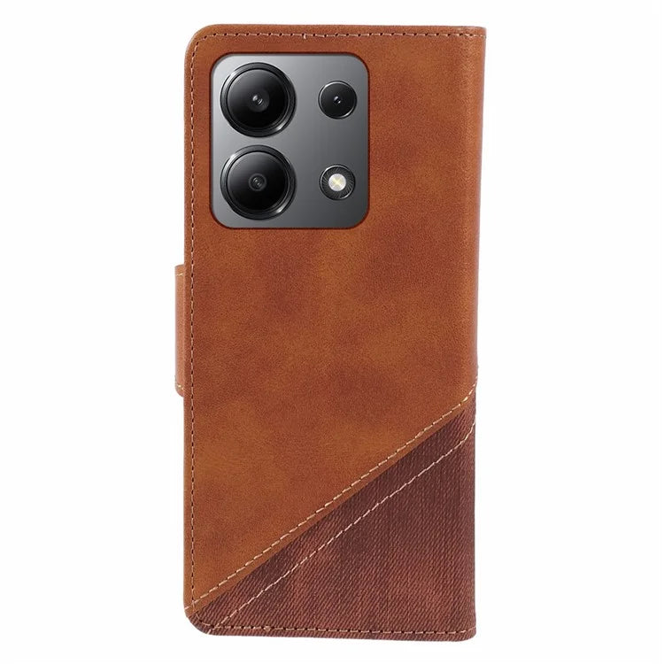 For Xiaomi Redmi Note 13 4G Case Folio Texture Splicing Leather Phone Cover