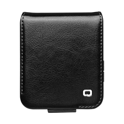 QIALINO For Samsung Galaxy Z Flip6 5G Case TPU+Genuine Cow Leather Folio Flip Phone Cover