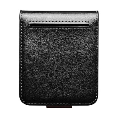 QIALINO For Samsung Galaxy Z Flip6 5G Case TPU+Genuine Cow Leather Folio Flip Phone Cover