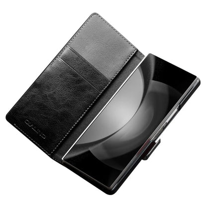 QIALINO For Samsung Galaxy Z Fold6 5G Case TPU+Genuine Cow Card Slot Leather Phone Cover