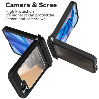 GW181 For Samsung Galaxy Z Flip6 5G Case Crazy Horse Texture PU+PC Phone Cover with Kickstand