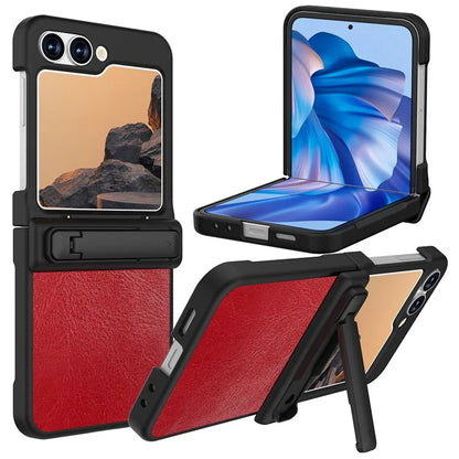 GW181 For Samsung Galaxy Z Flip6 5G Case Crazy Horse Texture PU+PC Phone Cover with Kickstand