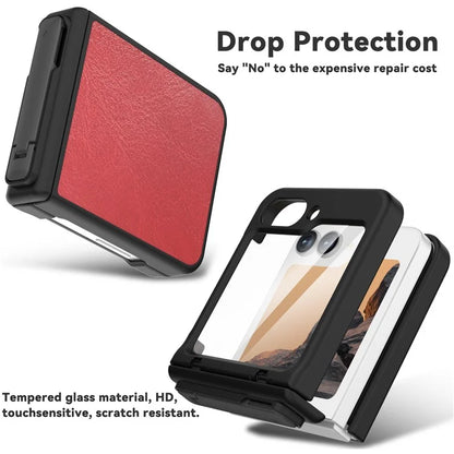 GW181 For Samsung Galaxy Z Flip6 5G Case Crazy Horse Texture PU+PC Phone Cover with Kickstand