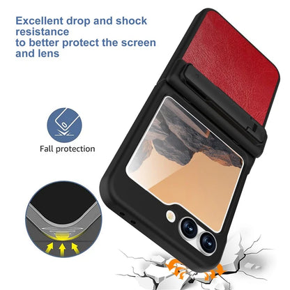 GW181 For Samsung Galaxy Z Flip6 5G Case Crazy Horse Texture PU+PC Phone Cover with Kickstand