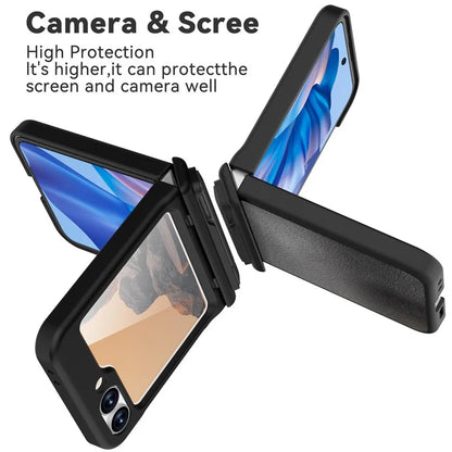 GW181 For Samsung Galaxy Z Flip6 5G Case Litchi Texture PU+PC Kickstand Phone Cover