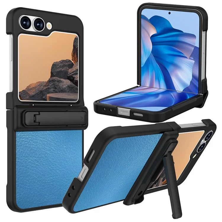 GW181 For Samsung Galaxy Z Flip6 5G Case Litchi Texture PU+PC Kickstand Phone Cover