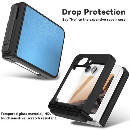 GW181 For Samsung Galaxy Z Flip6 5G Case Litchi Texture PU+PC Kickstand Phone Cover