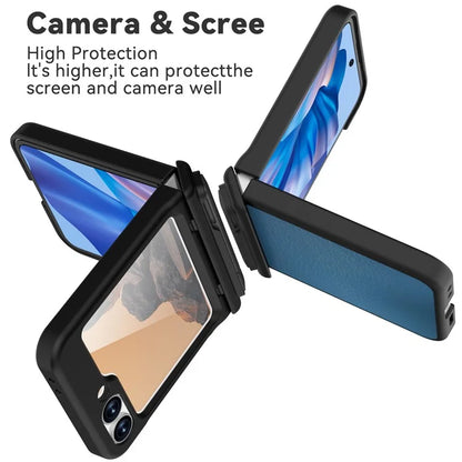 GW181 For Samsung Galaxy Z Flip6 5G Case Litchi Texture PU+PC Kickstand Phone Cover