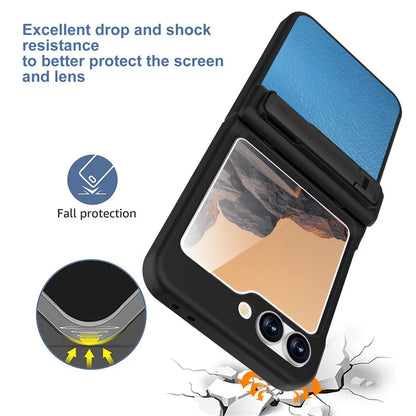 GW181 For Samsung Galaxy Z Flip6 5G Case Litchi Texture PU+PC Kickstand Phone Cover