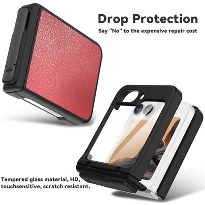 GW181 For Samsung Galaxy Z Flip6 5G Case Litchi Texture PU+PC Kickstand Phone Cover