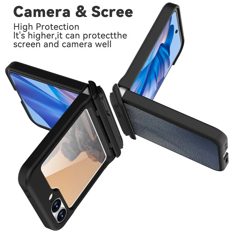 GW181 For Samsung Galaxy Z Flip6 5G Case Litchi Texture PU+PC Kickstand Phone Cover