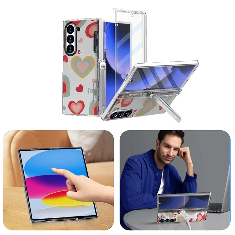 GW181 For Samsung Galaxy Z Fold6 5G Case Pattern Design Hard PC Kickstand Phone Cover
