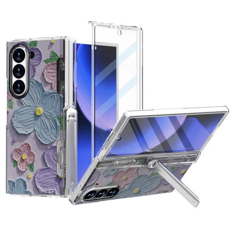 GW181 For Samsung Galaxy Z Fold6 5G Case Pattern Design Hard PC Kickstand Phone Cover