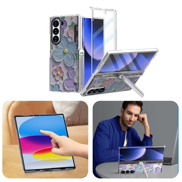 GW181 For Samsung Galaxy Z Fold6 5G Case Pattern Design Hard PC Kickstand Phone Cover