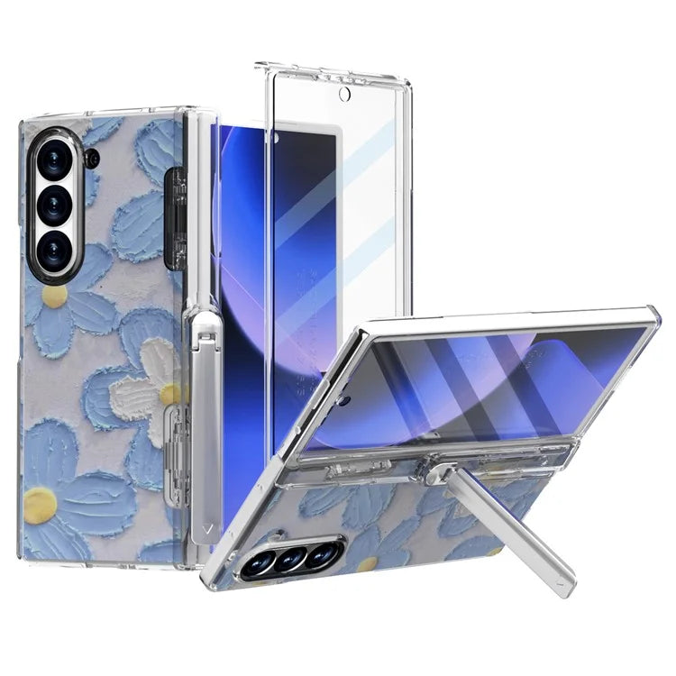 GW181 For Samsung Galaxy Z Fold6 5G Case Pattern Design Hard PC Kickstand Phone Cover