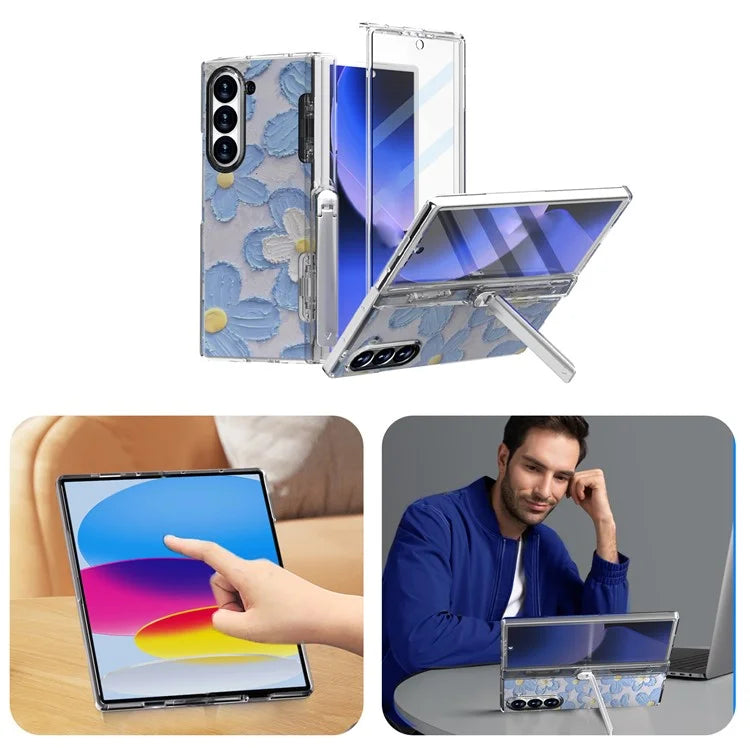 GW181 For Samsung Galaxy Z Fold6 5G Case Pattern Design Hard PC Kickstand Phone Cover