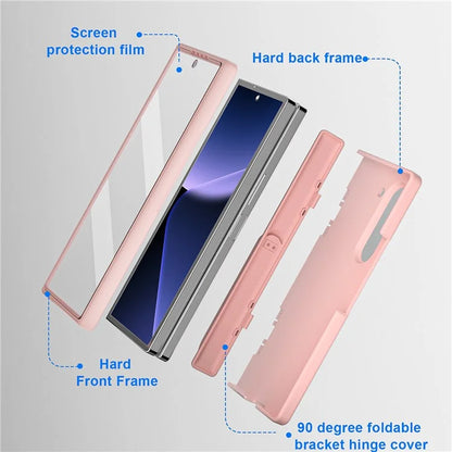 GW181 For Samsung Galaxy Z Fold6 5G Case Rubberized Hard PC Kickstand Phone Cover