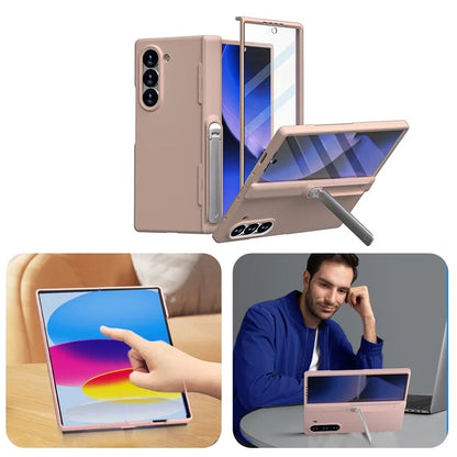 GW181 For Samsung Galaxy Z Fold6 5G Case Rubberized Hard PC Kickstand Phone Cover