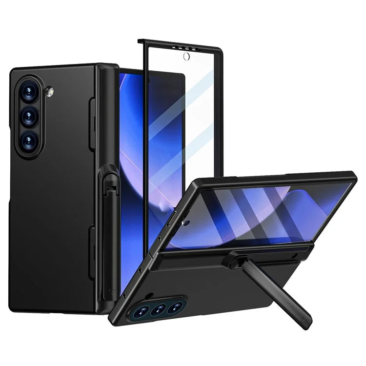 GW181 For Samsung Galaxy Z Fold6 5G Case Rubberized Hard PC Kickstand Phone Cover