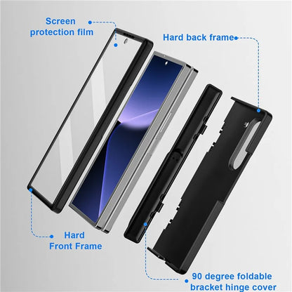 GW181 For Samsung Galaxy Z Fold6 5G Case Rubberized Hard PC Kickstand Phone Cover