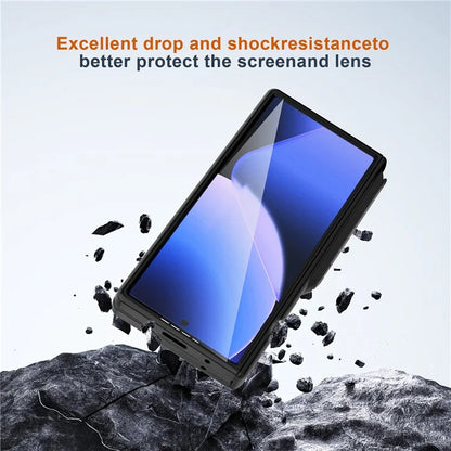 GW181 For Samsung Galaxy Z Fold6 5G Case Rubberized Hard PC Kickstand Phone Cover