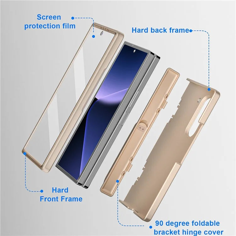 GW181 For Samsung Galaxy Z Fold6 5G Case Rubberized Hard PC Kickstand Phone Cover