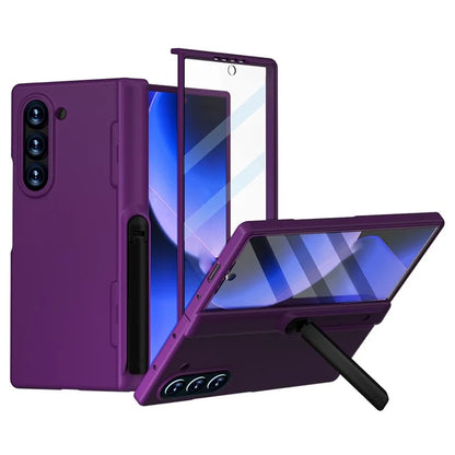 GW181 For Samsung Galaxy Z Fold6 5G Case Rubberized Hard PC Kickstand Phone Cover