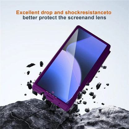 GW181 For Samsung Galaxy Z Fold6 5G Case Rubberized Hard PC Kickstand Phone Cover