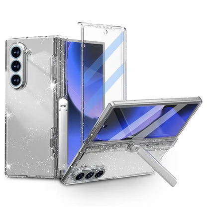 GW181 For Samsung Galaxy Z Fold6 5G Case Rubberized Hard PC Kickstand Phone Cover