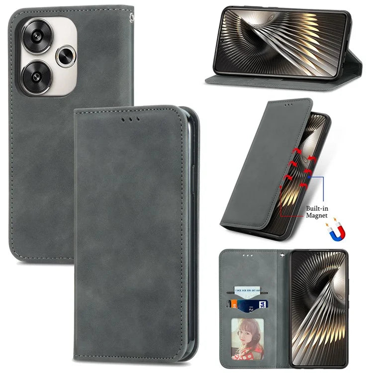 For Xiaomi Poco F6 5G / Redmi Turbo 3 5G Case Leather Skin-Touch Phone Cover Wallet
