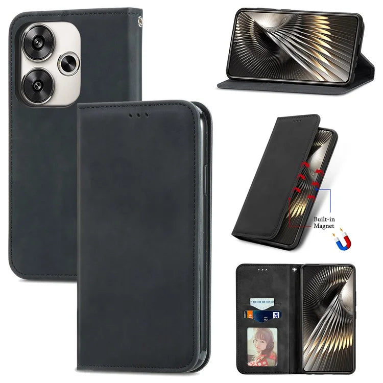 For Xiaomi Poco F6 5G / Redmi Turbo 3 5G Case Leather Skin-Touch Phone Cover Wallet