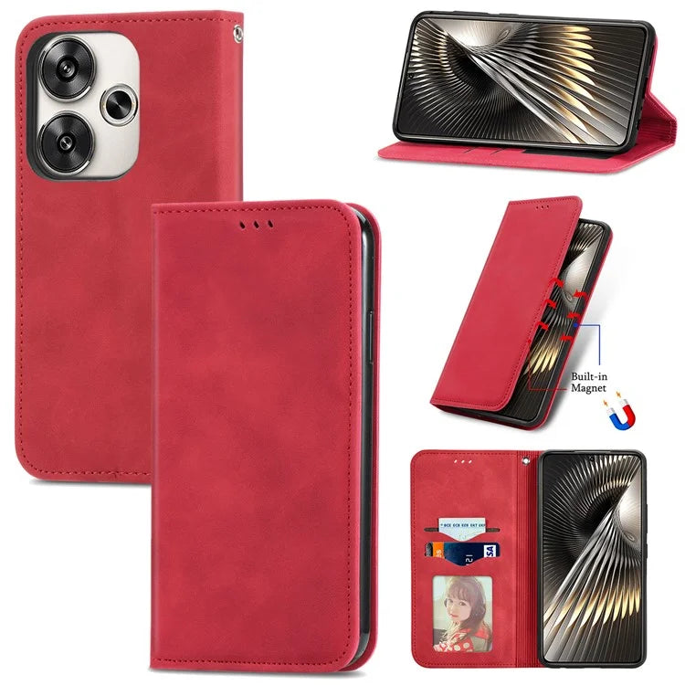 For Xiaomi Poco F6 5G / Redmi Turbo 3 5G Case Leather Skin-Touch Phone Cover Wallet