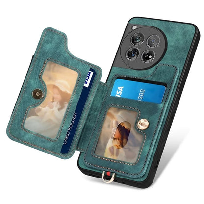 D4 For OnePlus 12 5G Case PU Leather RFID Blocking Back Cover Ring Holder Card Slots