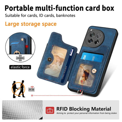 D4 For OnePlus 12 5G Case PU Leather RFID Blocking Back Cover Ring Holder Card Slots